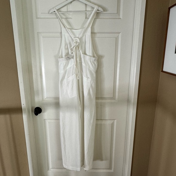 Free People Flowy Overalls / Romper with Tie Back and Wide Leg Pants in White - Picture 8 of 16